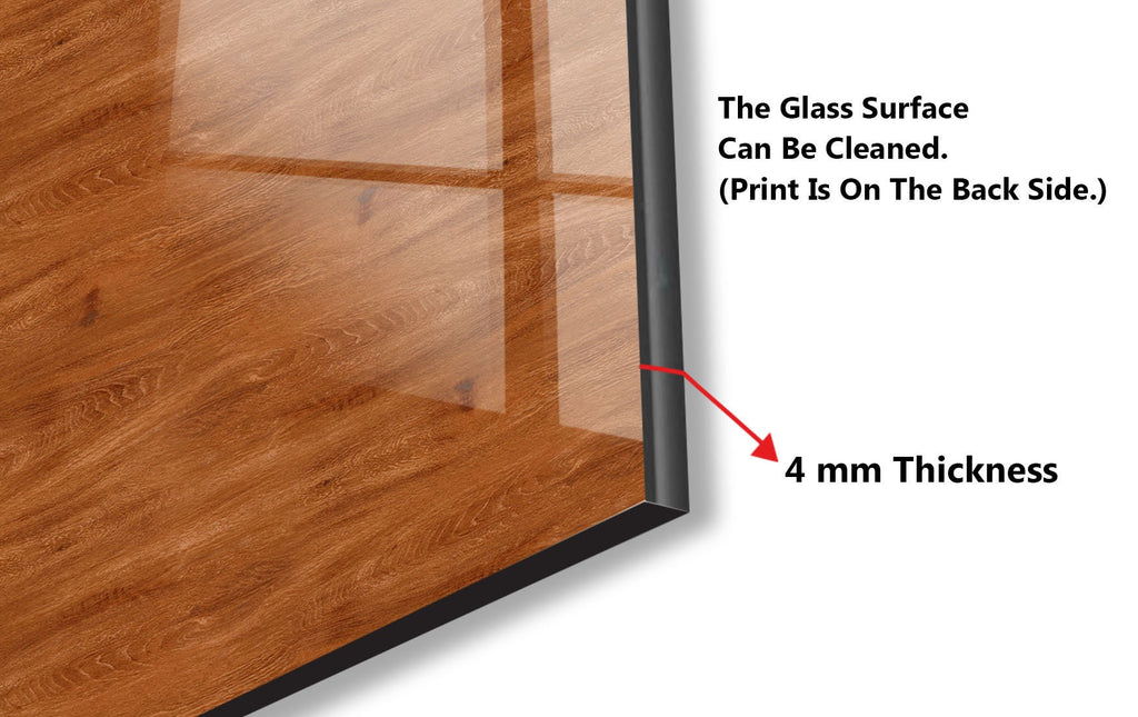 Brown Wood Design - Tempered Glass Kitchen Backsplash-BacksplashArtworks