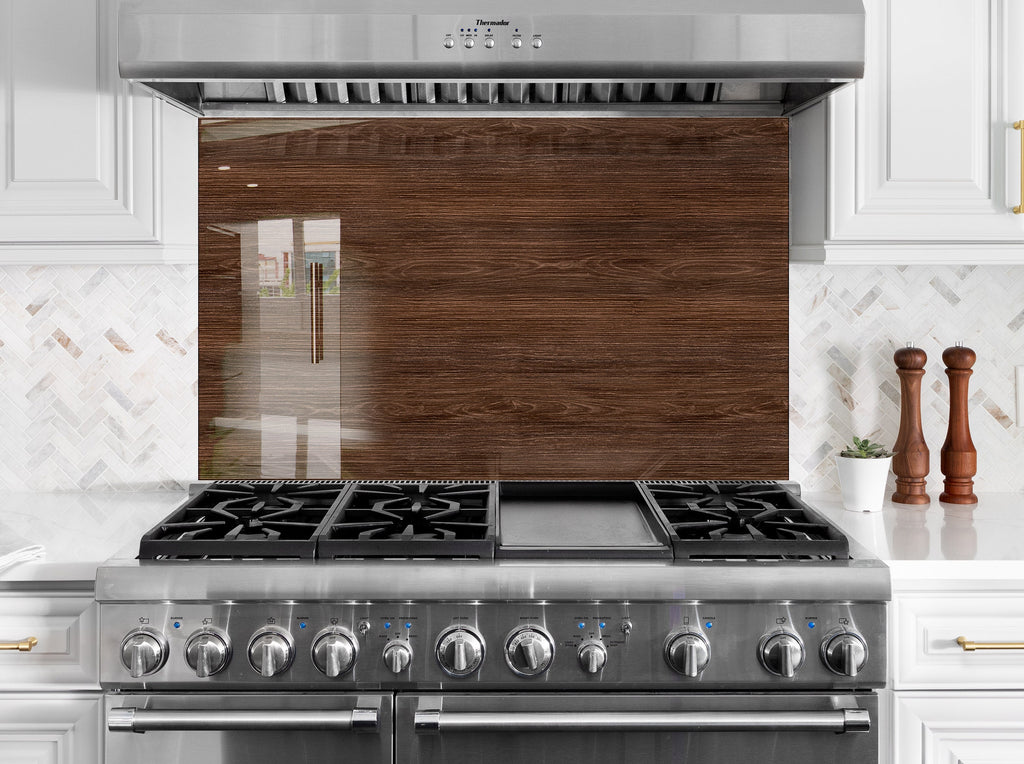 Dark Wood - Tempered Glass Kitchen Backsplash-BacksplashArtworks