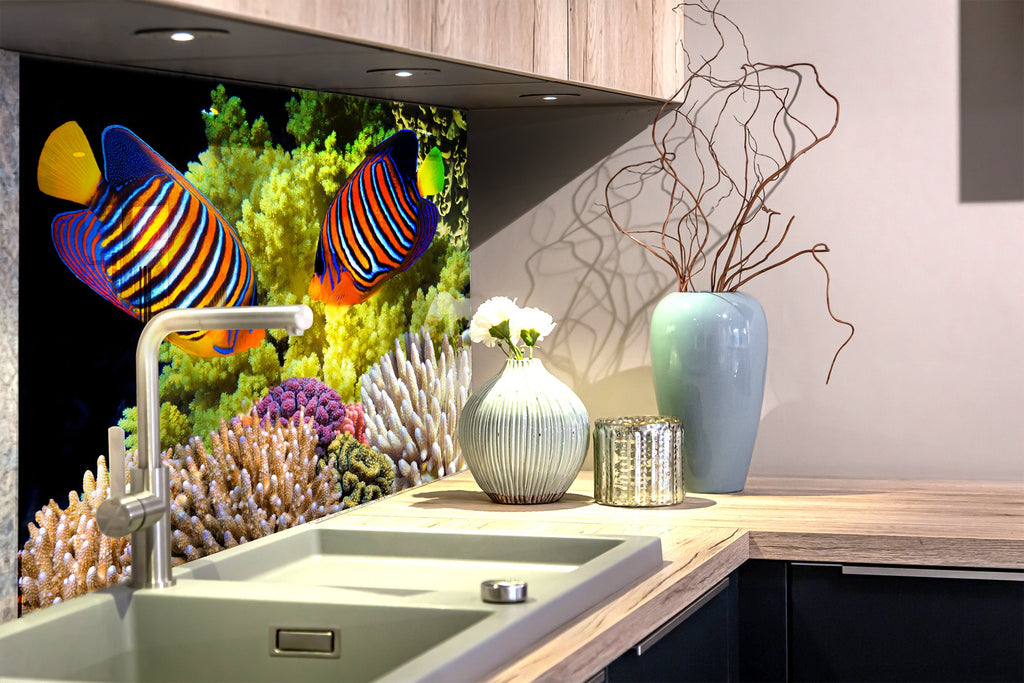 Vibrant Ocean Life Glass Kitchen Backsplash – Tropical Fish & Coral Design-BacksplashArtworks