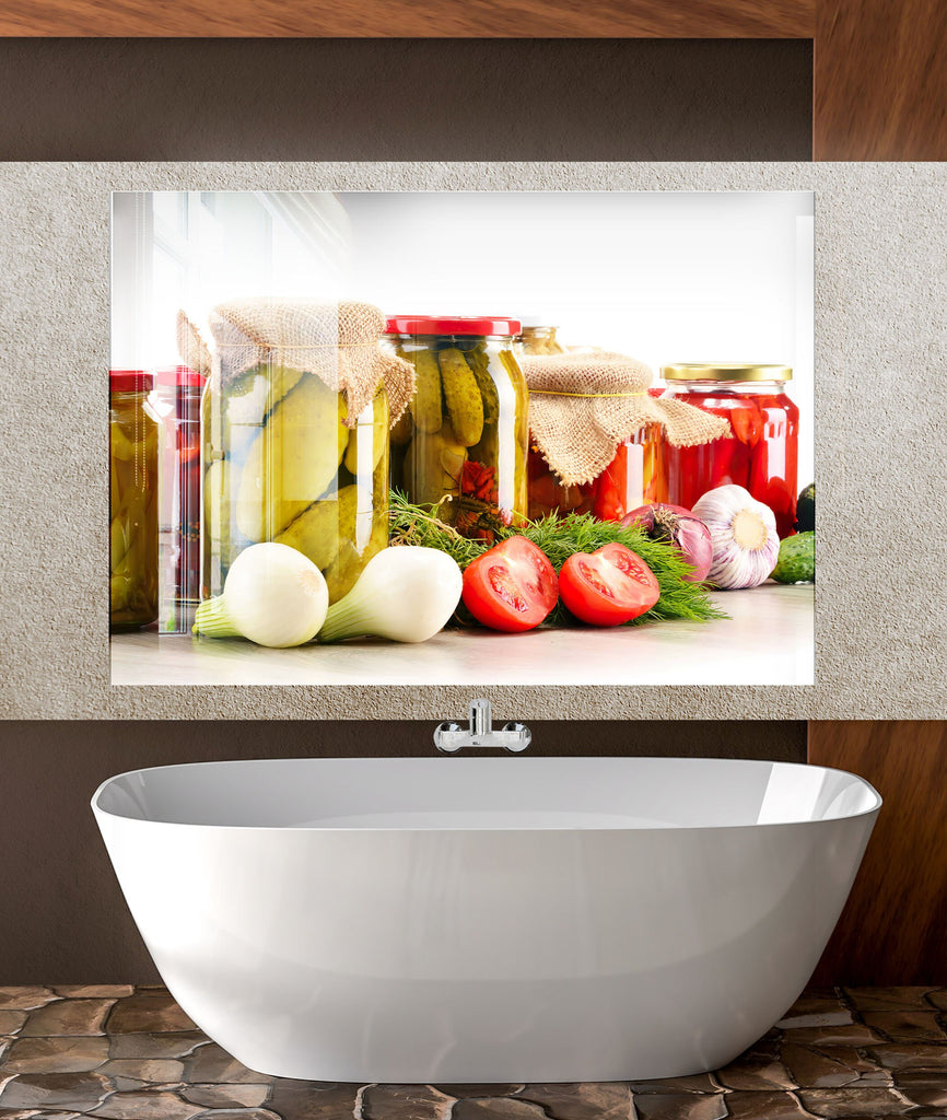 Rustic Pickled Vegetables - Glass Kitchen Backsplash-BacksplashArtworks