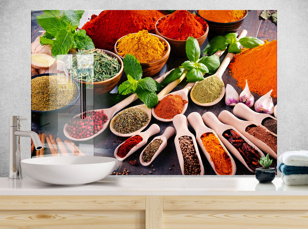 Spice Essence - Glass Kitchen Backsplash-BacksplashArtworks
