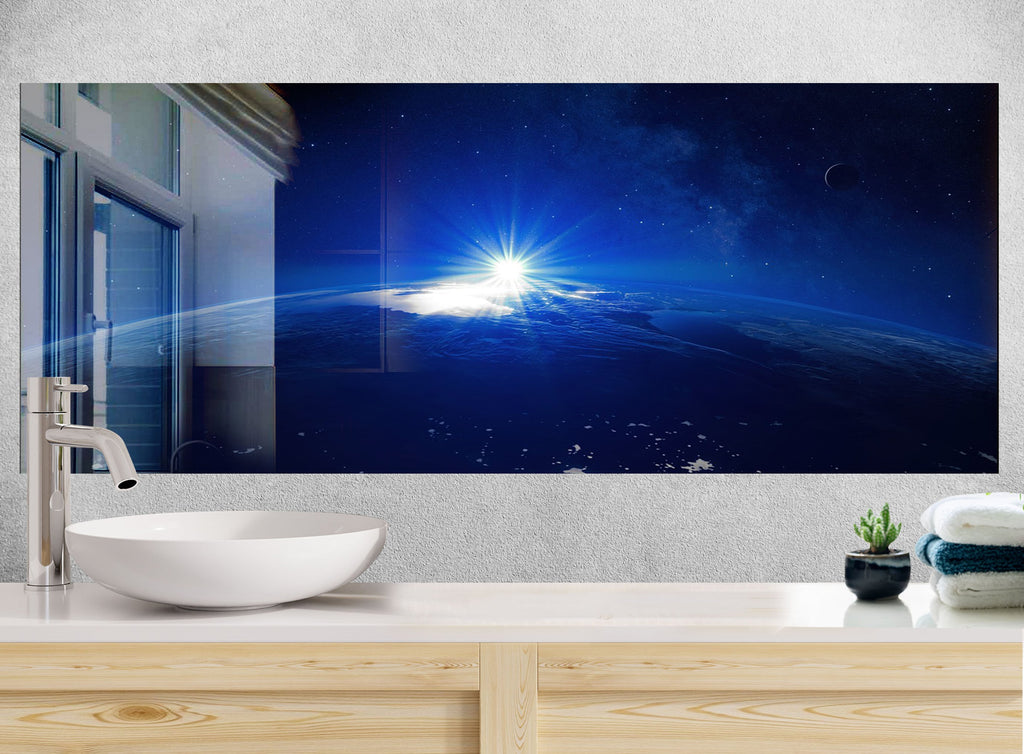 Sunrise Over Earth Glass Kitchen Backsplash – Space Exploration Design-BacksplashArtworks