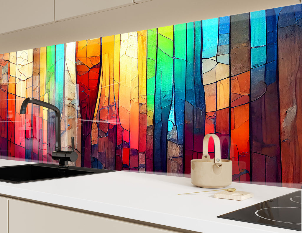 Rainbow Stained - Glass Kitchen Backsplash-BacksplashArtworks