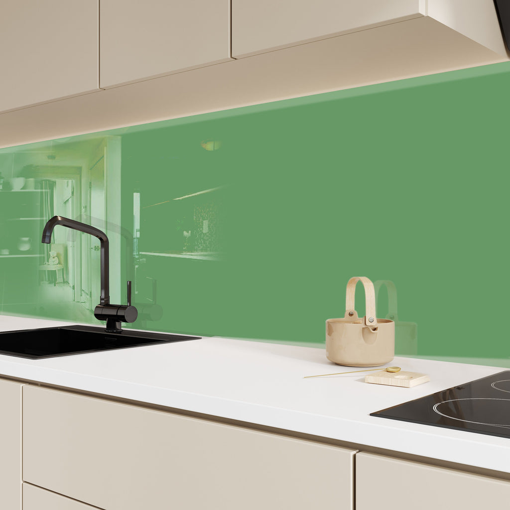 Army Green - Tempered Glass Kitchen Backsplash-BacksplashArtworks