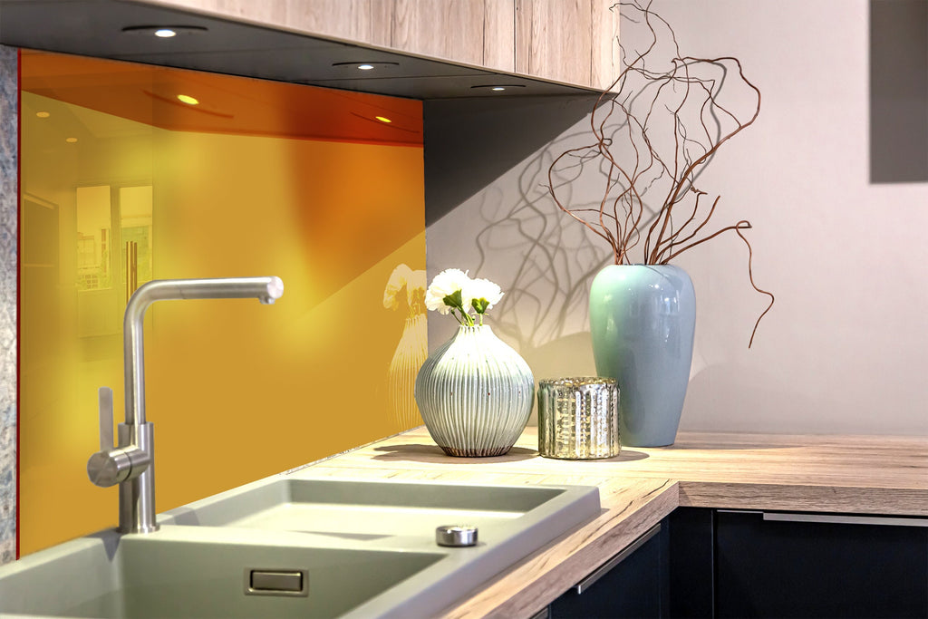 Gold - Tempered Glass Kitchen Backsplash-BacksplashArtworks