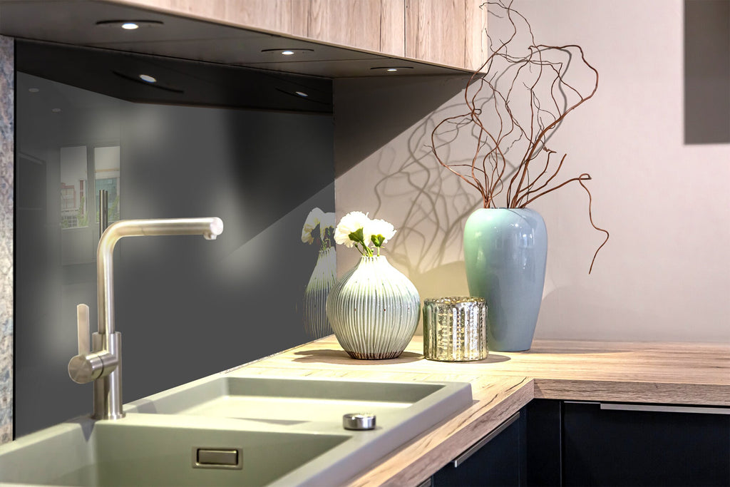 Charcoal Gray - Glass Kitchen Backsplash-BacksplashArtworks
