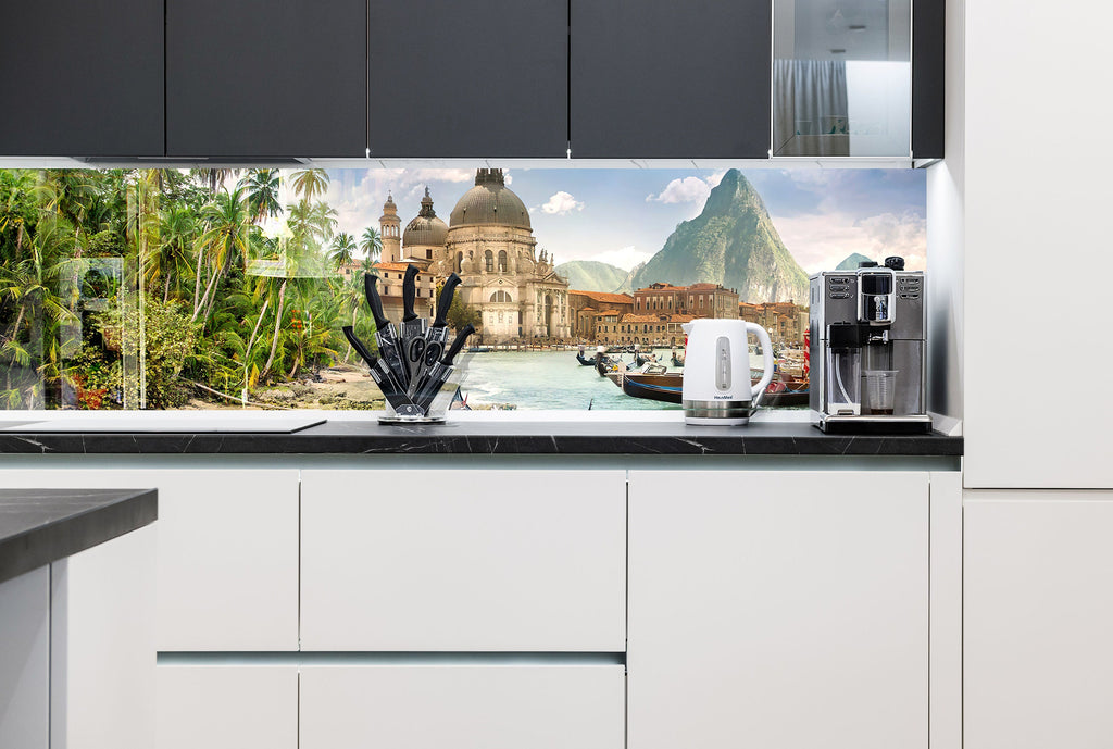 Venice Tropical Escape - Glass Kitchen Backsplash-BacksplashArtworks