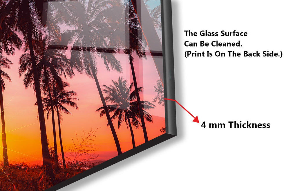 Tropical Sunset Palm Trees – Glass Kitchen Backsplash-BacksplashArtworks