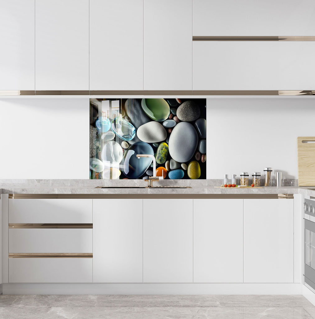 Zen Spa Stones Tempered Glass Backsplash-BacksplashArtworks