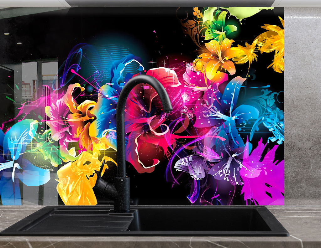 Abstract Tempered Glass Backsplash-BacksplashArtworks