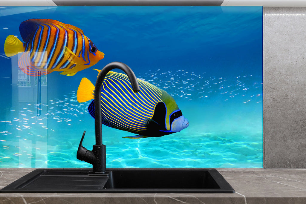 Vibrant Ocean Glass Kitchen Backsplash – Colorful Tropical Fish Design-BacksplashArtworks
