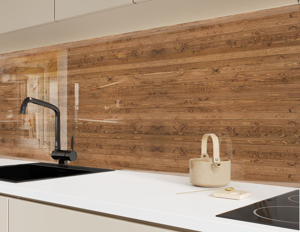 Modern Light Wood - Glass Kitchen Backsplash-BacksplashArtworks