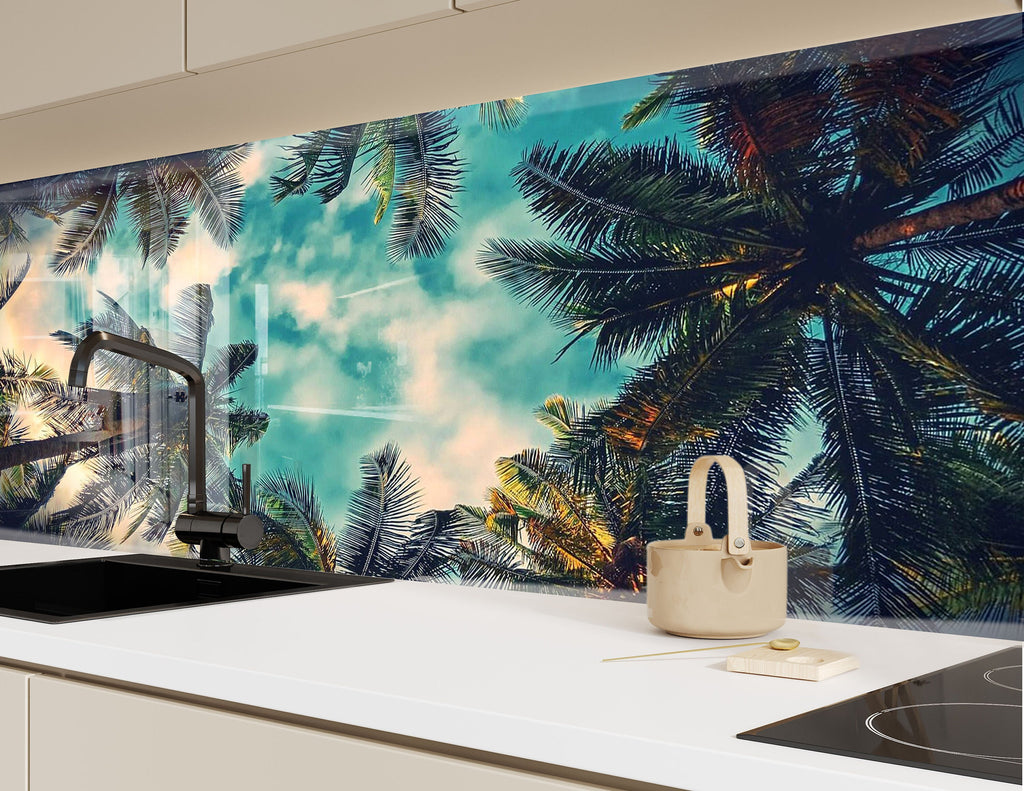 Tropical Palm Trees View Wall Art – Glass Backsplash-BacksplashArtworks