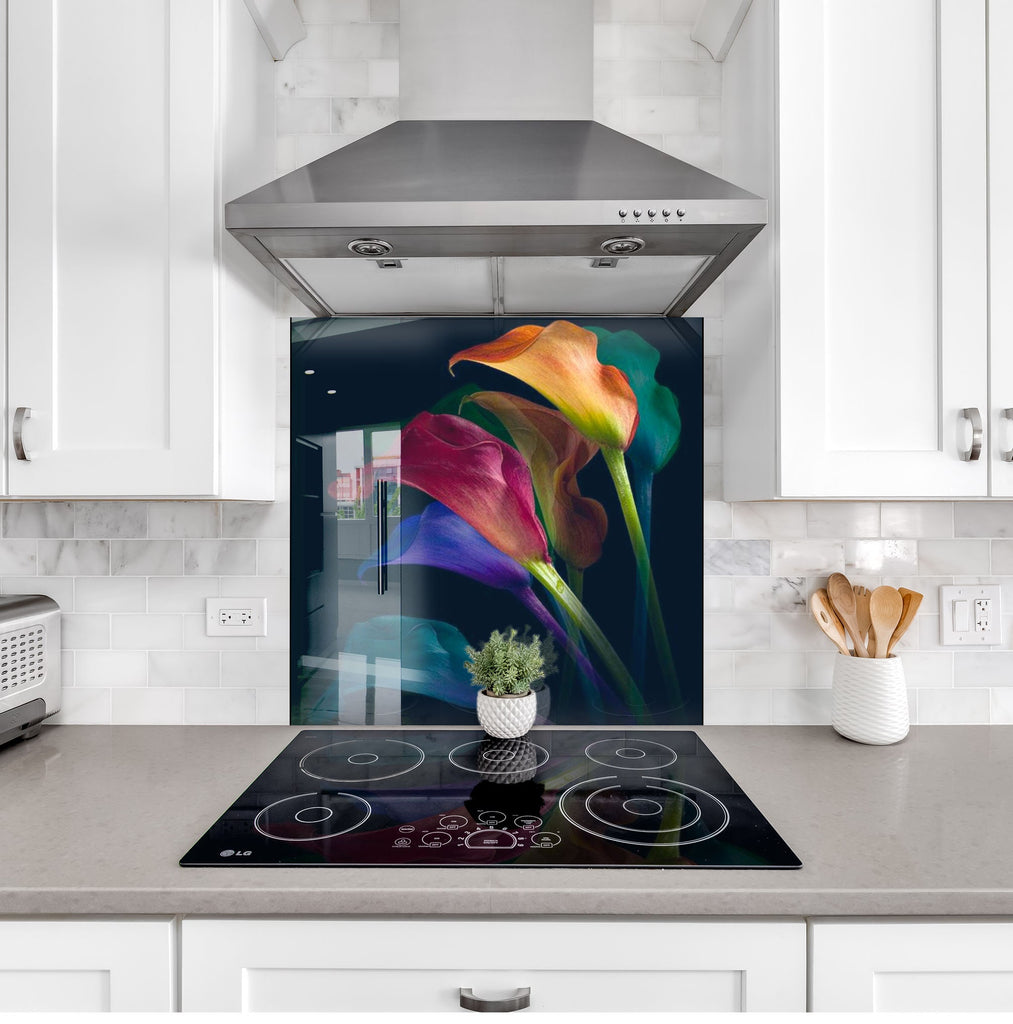 Botanical Floral Tempered Glass Backsplash-BacksplashArtworks