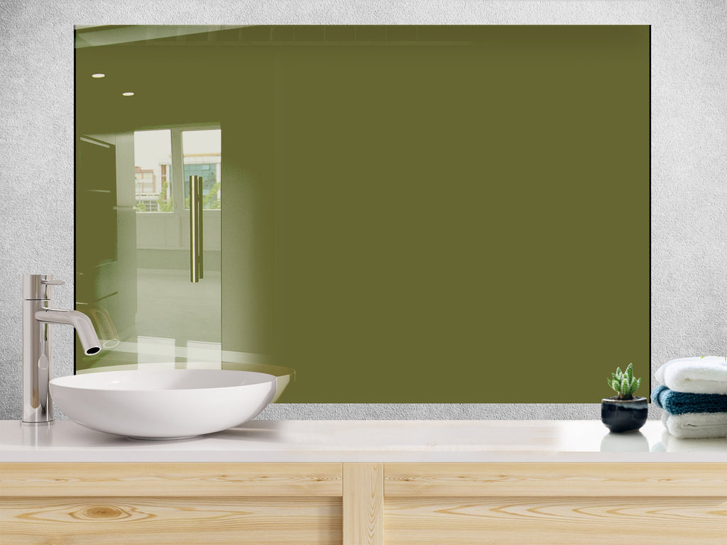 Olive Drab - Tempered Glass Kitchen Backsplash-BacksplashArtworks