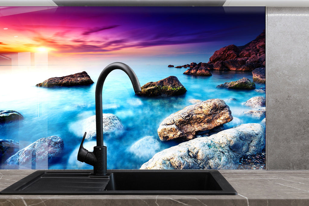 Mystical Coastal Sunset – Glass Kitchen Backsplash-BacksplashArtworks