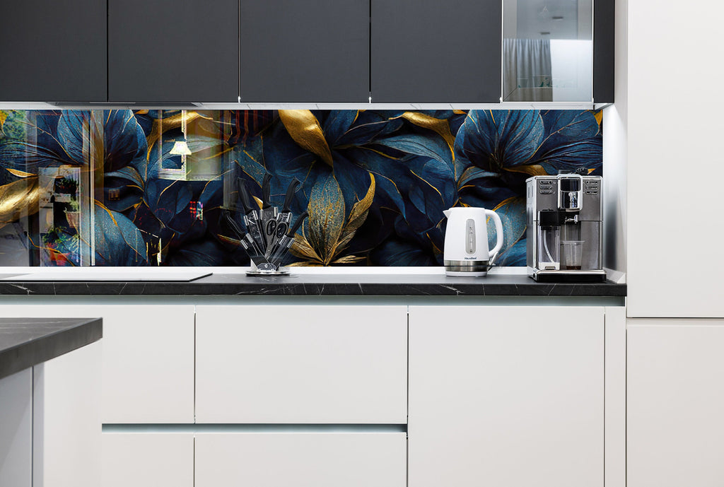 Botanical Floral Tempered Glass Backsplash-BacksplashArtworks