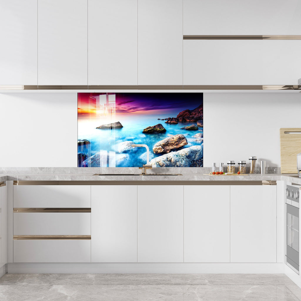 Mystical Coastal Sunset – Glass Kitchen Backsplash-BacksplashArtworks