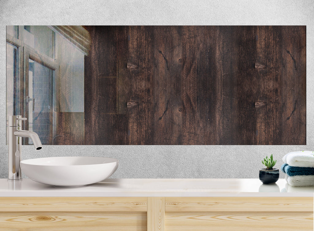 Dark Oak Wood - Glass Kitchen Backsplash-BacksplashArtworks
