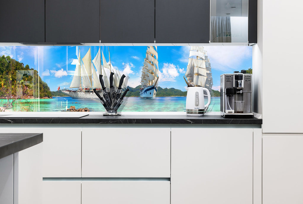 Sailing Paradise – Glass Kitchen Backsplash-BacksplashArtworks