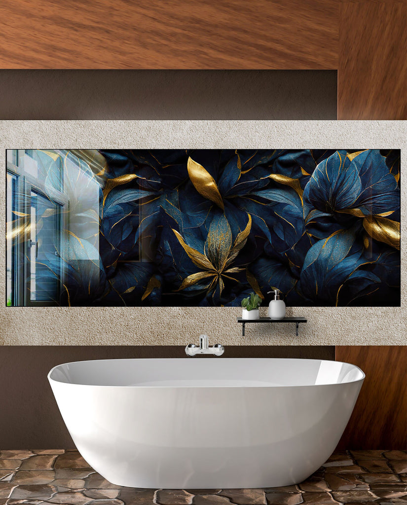 Botanical Floral Tempered Glass Backsplash-BacksplashArtworks