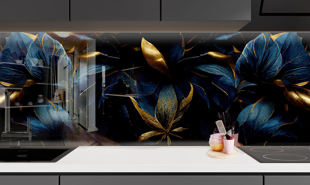 Botanical Floral Tempered Glass Backsplash-BacksplashArtworks