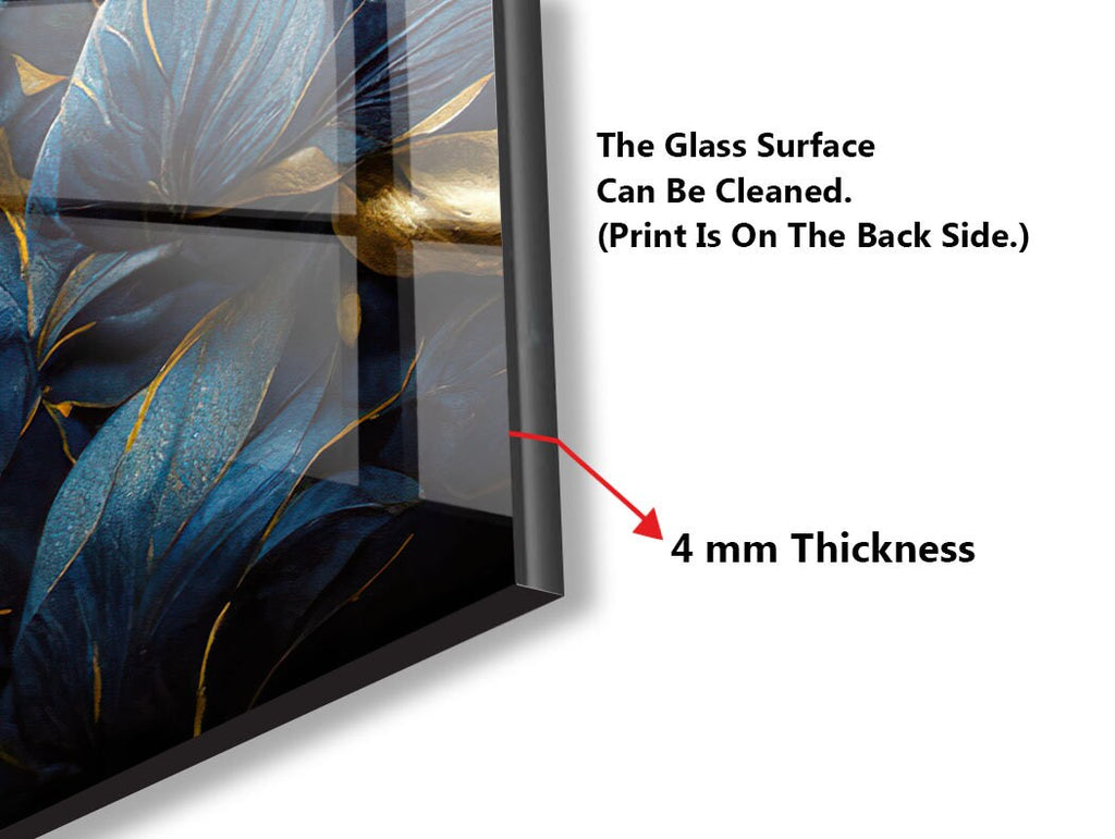 Botanical Floral Tempered Glass Backsplash-BacksplashArtworks