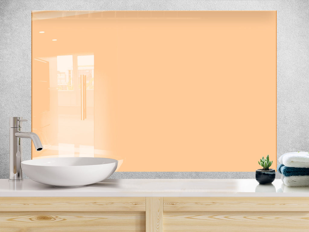 Peach Glow - Glass Kitchen Backsplash-BacksplashArtworks