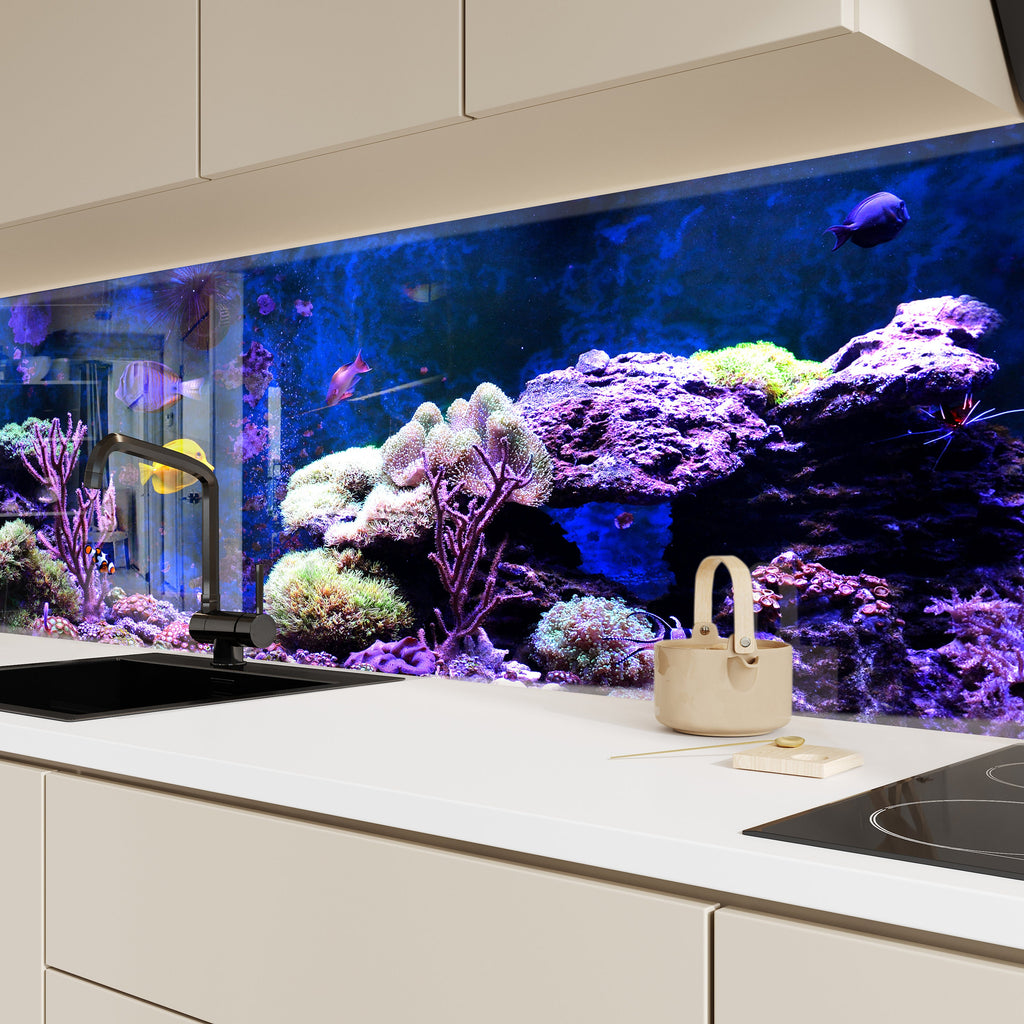 Vibrant Ocean Life Glass Kitchen Backsplash – Colorful Coral Reef Design-BacksplashArtworks