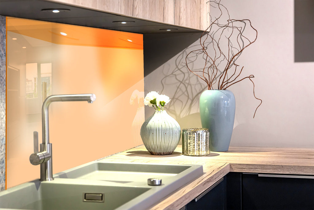 Peach Glow - Glass Kitchen Backsplash-BacksplashArtworks