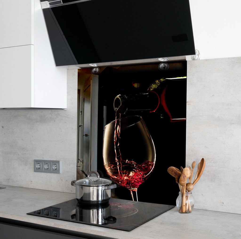 Red Wine Glass Kitchen Backsplash – Sophisticated Wine Tasting-BacksplashArtworks