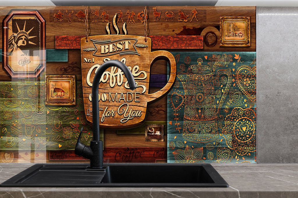 Rustic Coffee Art - Glass Kitchen Backsplash-BacksplashArtworks