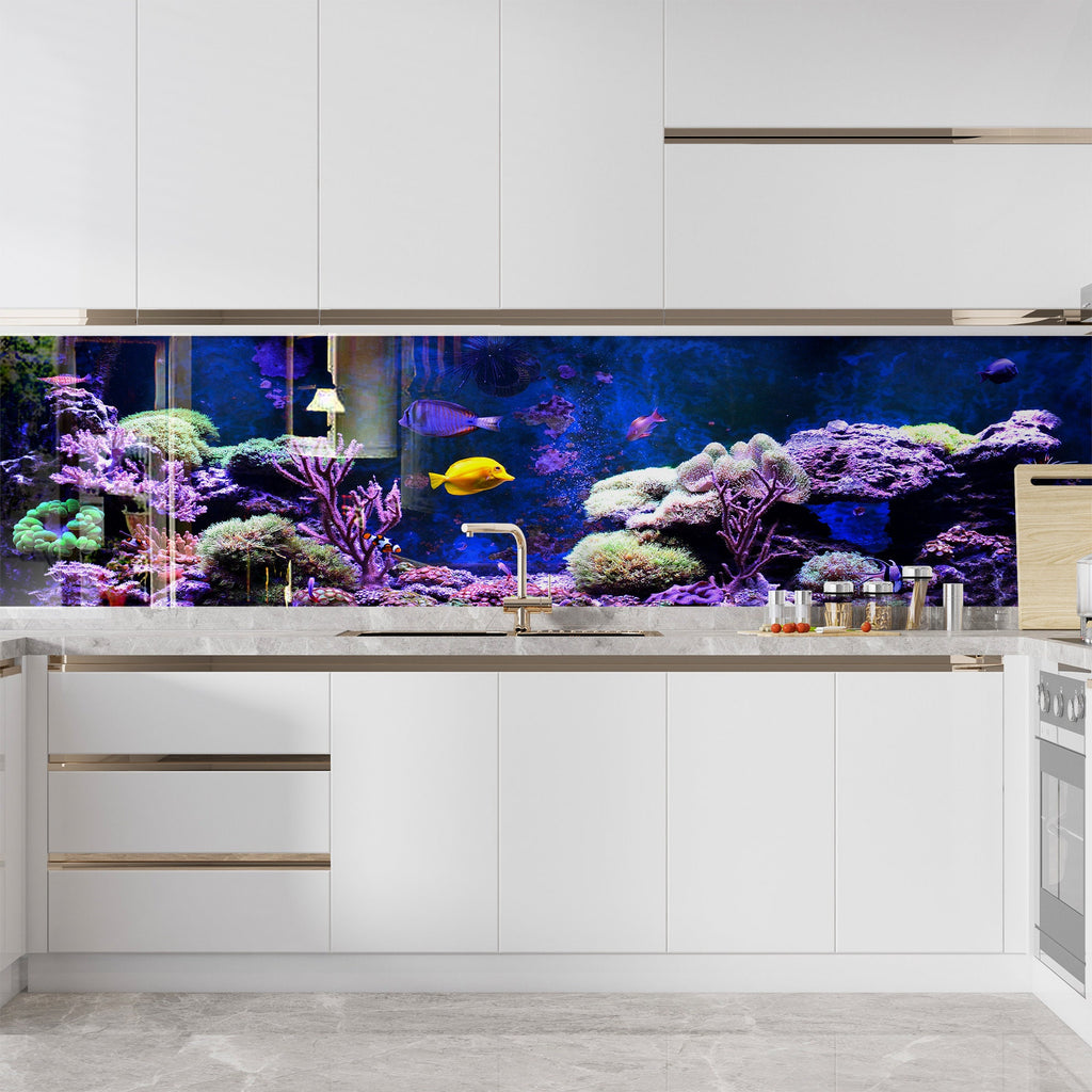 Vibrant Ocean Life Glass Kitchen Backsplash – Colorful Coral Reef Design-BacksplashArtworks
