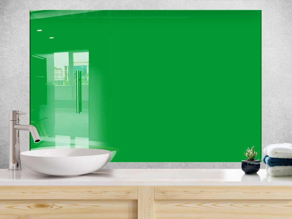 Grass Green - Tempered Glass Kitchen Backsplash-BacksplashArtworks