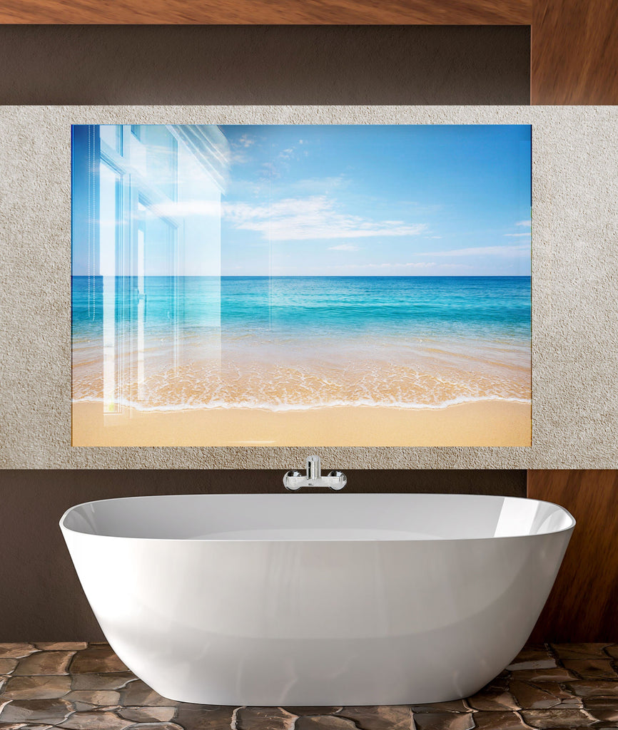 Tropical Ocean Landscape – Glass Kitchen Backsplash-BacksplashArtworks
