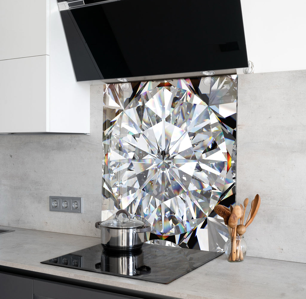 Luxury Diamond - Tempered Glass Kitchen Backsplash-BacksplashArtworks