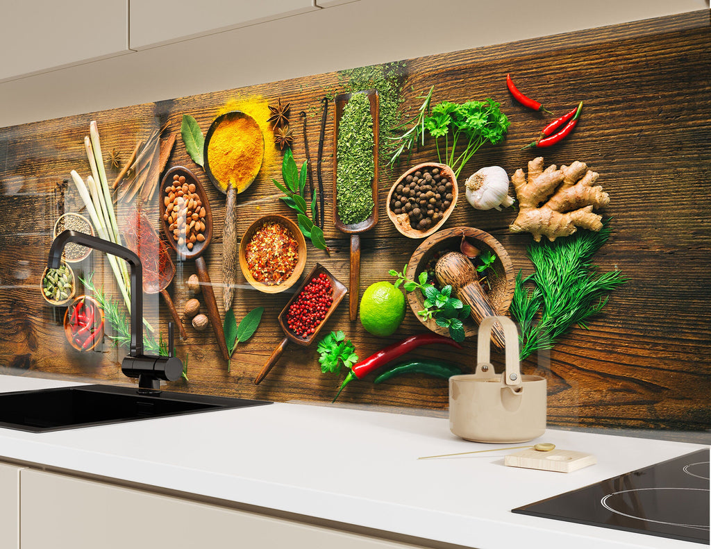 Spice Garden - Glass Kitchen Backsplash-BacksplashArtworks
