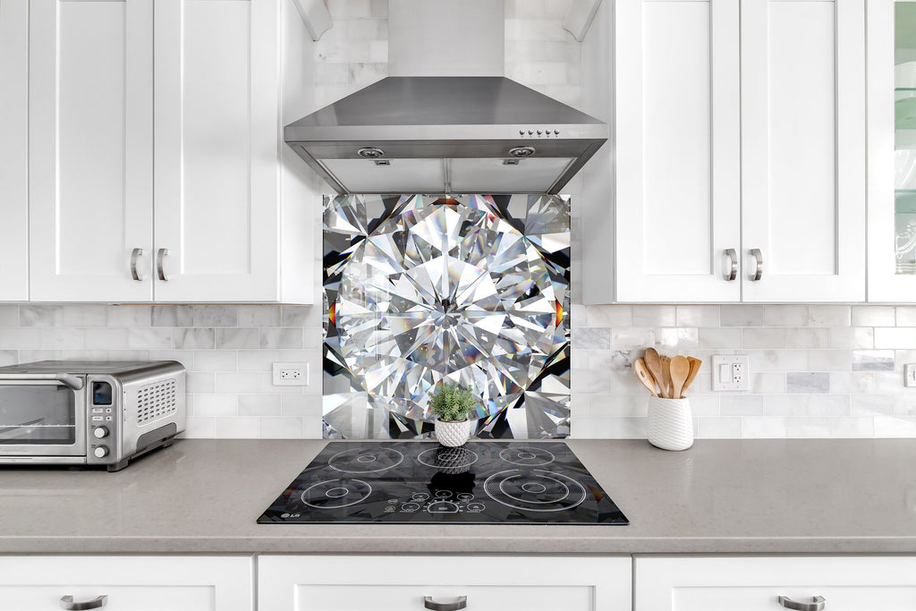 Luxury Diamond - Tempered Glass Kitchen Backsplash-BacksplashArtworks