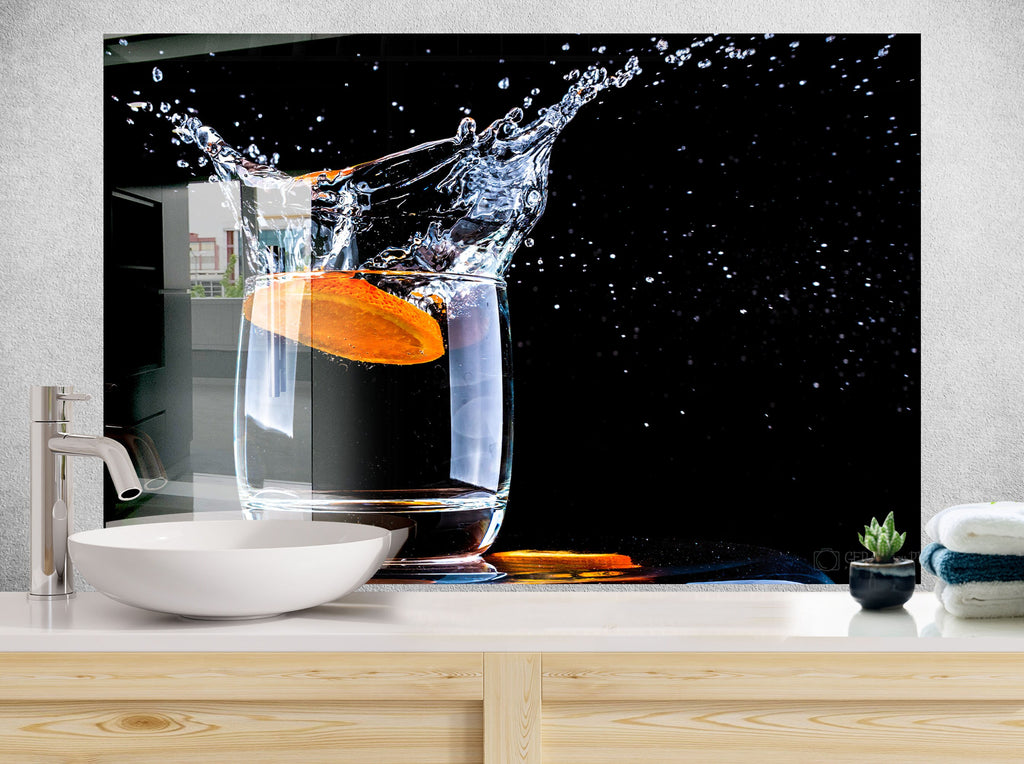 Modern Water Splash - Glass Kitchen Backsplash-BacksplashArtworks
