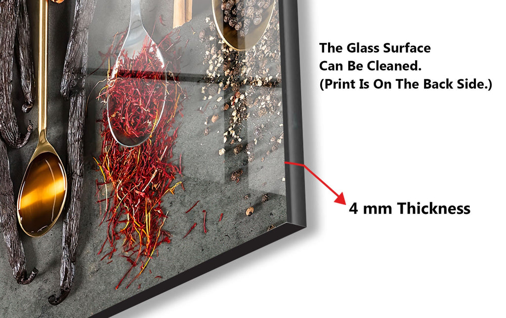 Gourmet Spice Elegance - Tempered Glass Kitchen Backsplash-BacksplashArtworks