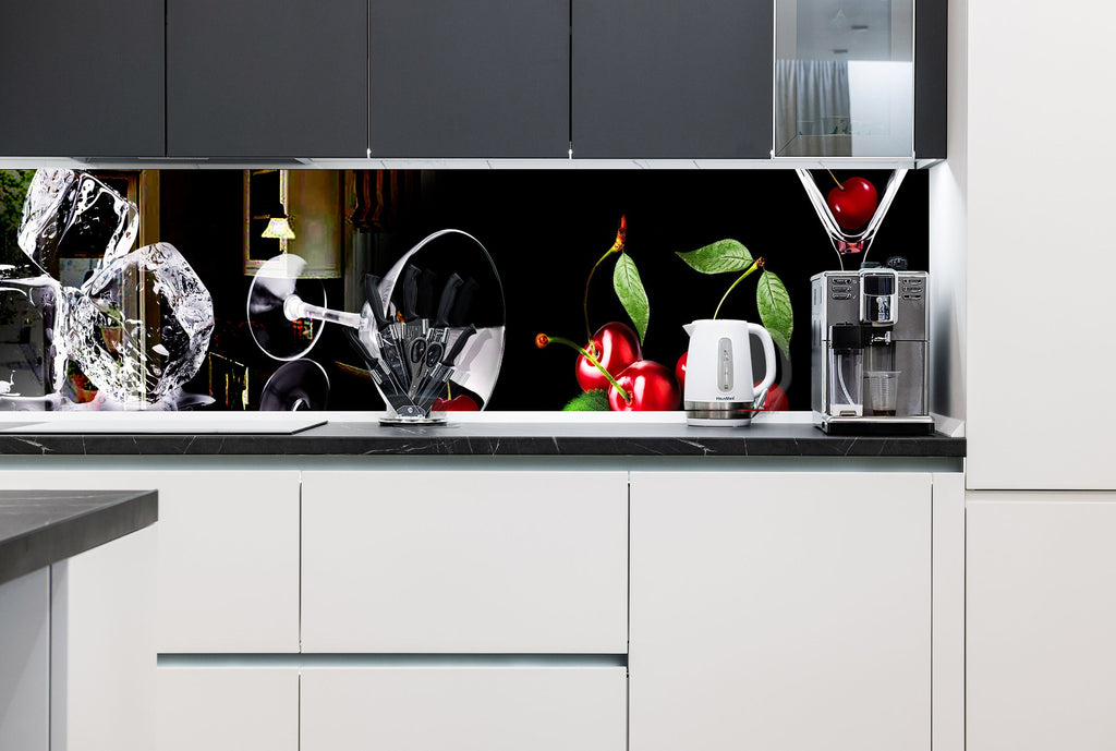 Cherry Martini Glass Kitchen Backsplash – Elegant Cocktail Design-BacksplashArtworks
