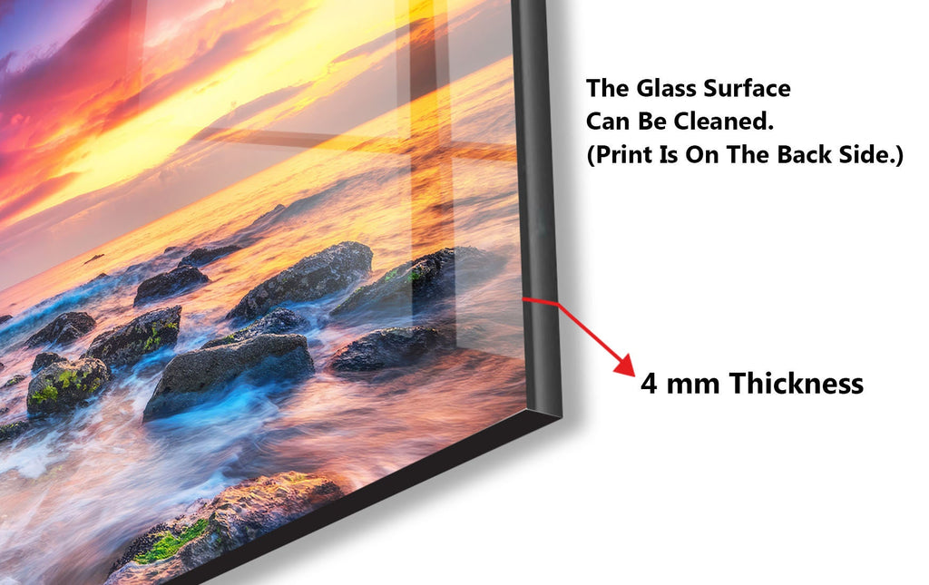 Ocean Sunset Waves - Glass Kitchen Backsplash-BacksplashArtworks