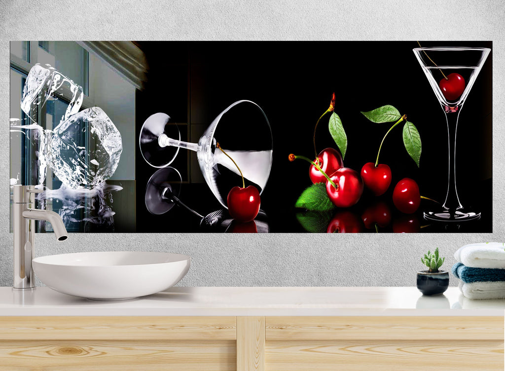 Cherry Martini Glass Kitchen Backsplash – Elegant Cocktail Design-BacksplashArtworks