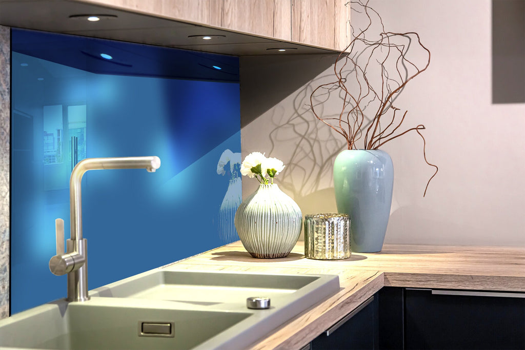 Deep Blue - Glass Kitchen Backsplash-BacksplashArtworks