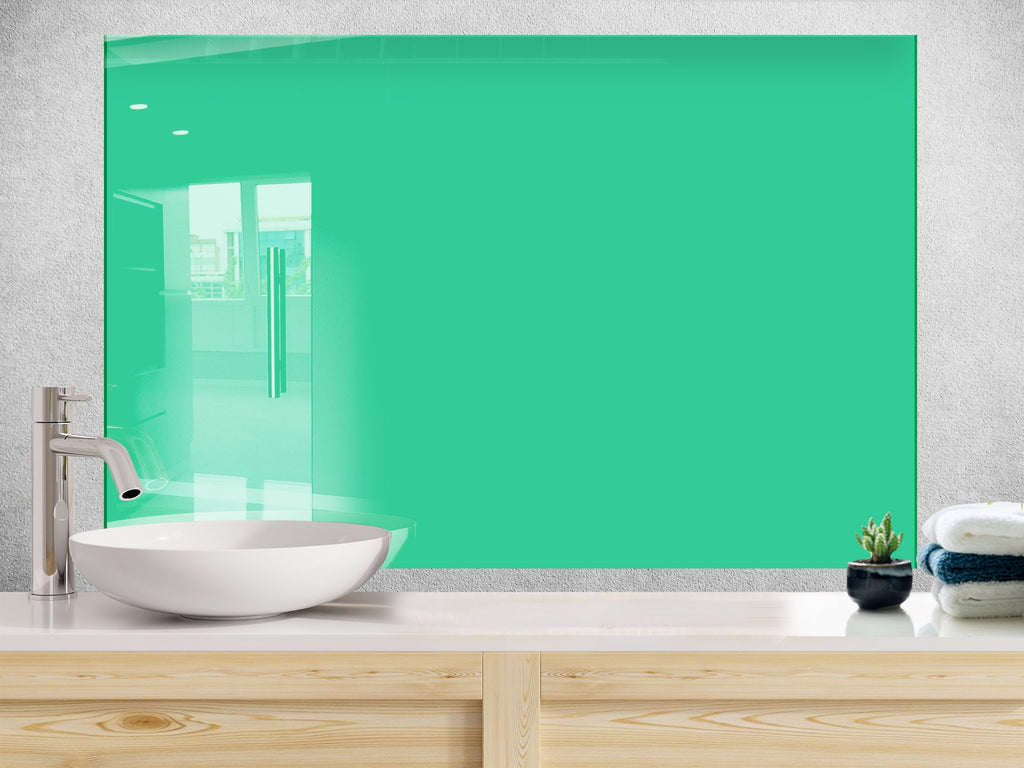 Sea Green - Tempered Glass Kitchen Backsplash-BacksplashArtworks