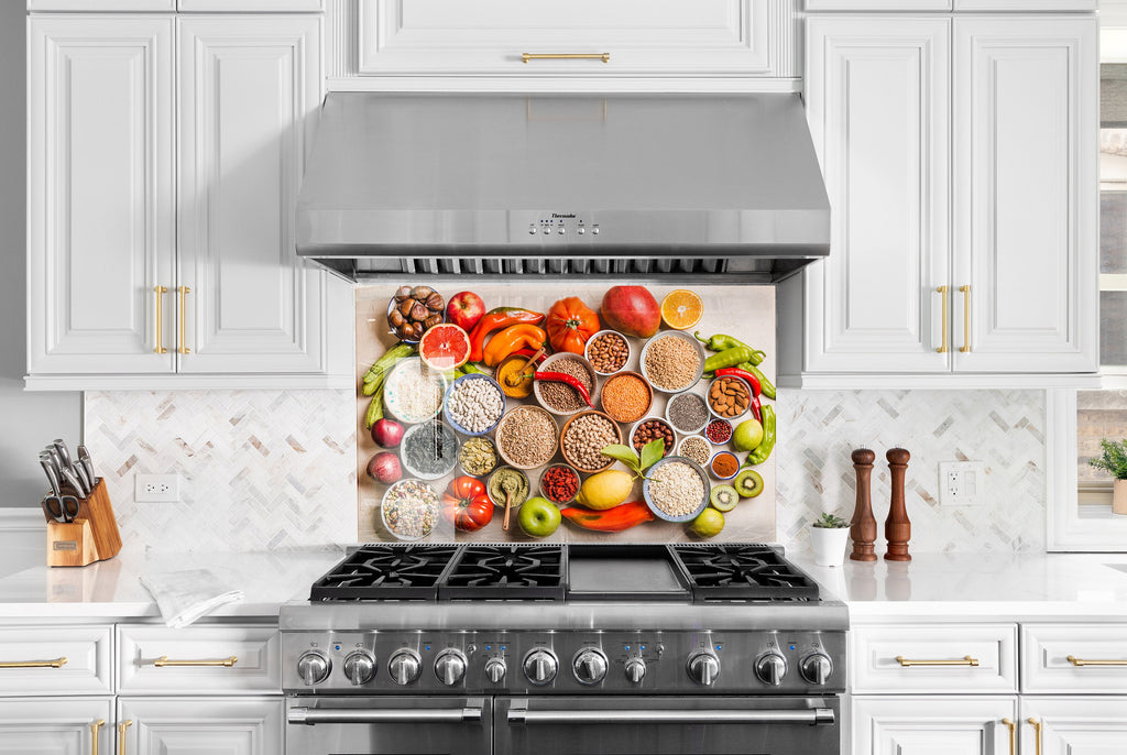 Fresh Harvest - Tempered Glass Kitchen Backsplash-BacksplashArtworks