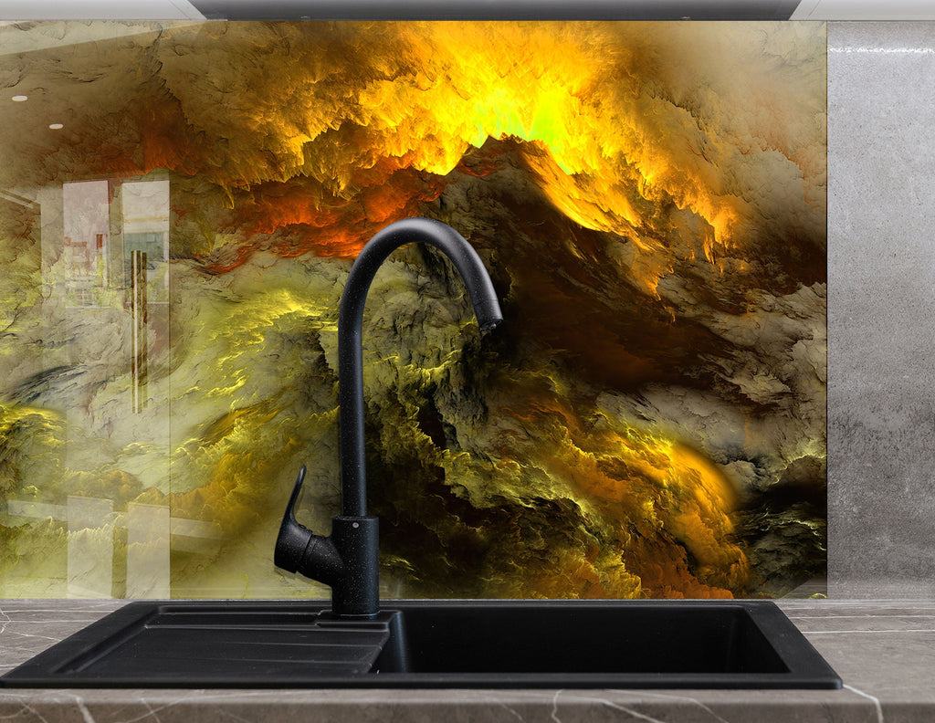 Fiery Storm - Glass Kitchen Backsplash-BacksplashArtworks