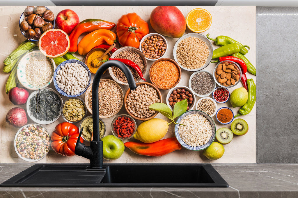 Fresh Harvest - Tempered Glass Kitchen Backsplash-BacksplashArtworks
