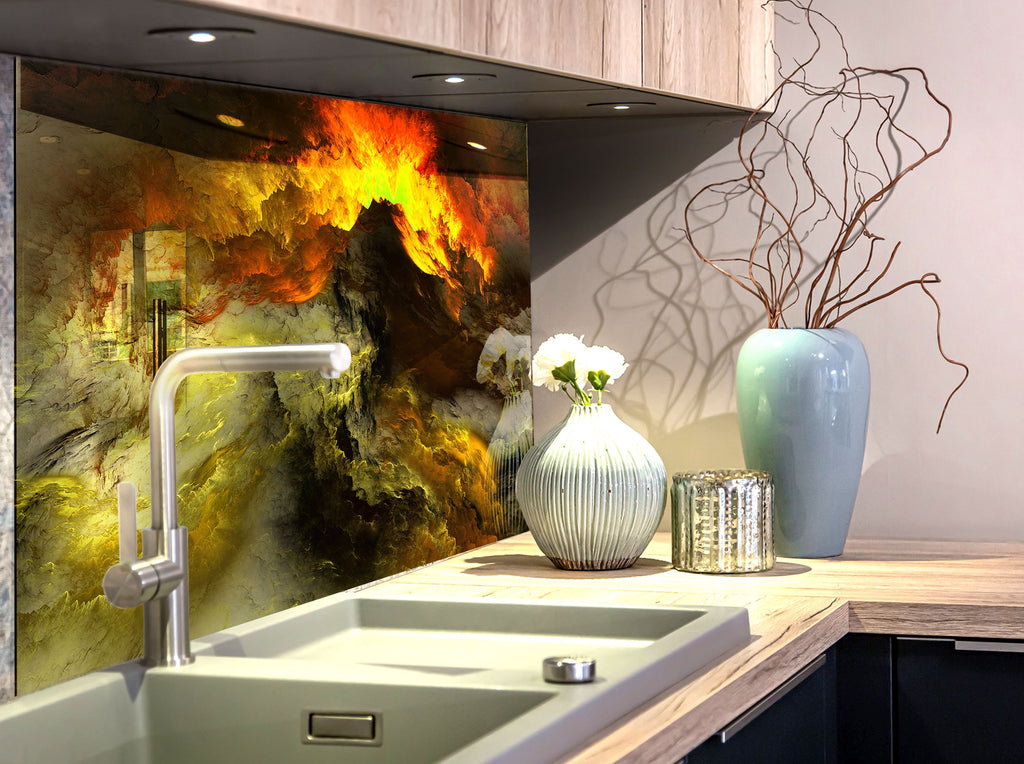 Fiery Storm - Glass Kitchen Backsplash-BacksplashArtworks