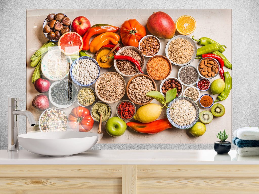 Fresh Harvest - Tempered Glass Kitchen Backsplash-BacksplashArtworks